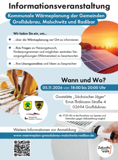 Informationsveranstaltung - Kommunale Wärmeplanung der Gemeinden Großdubrau, Malschwitz und Radibor am 05.11.2026